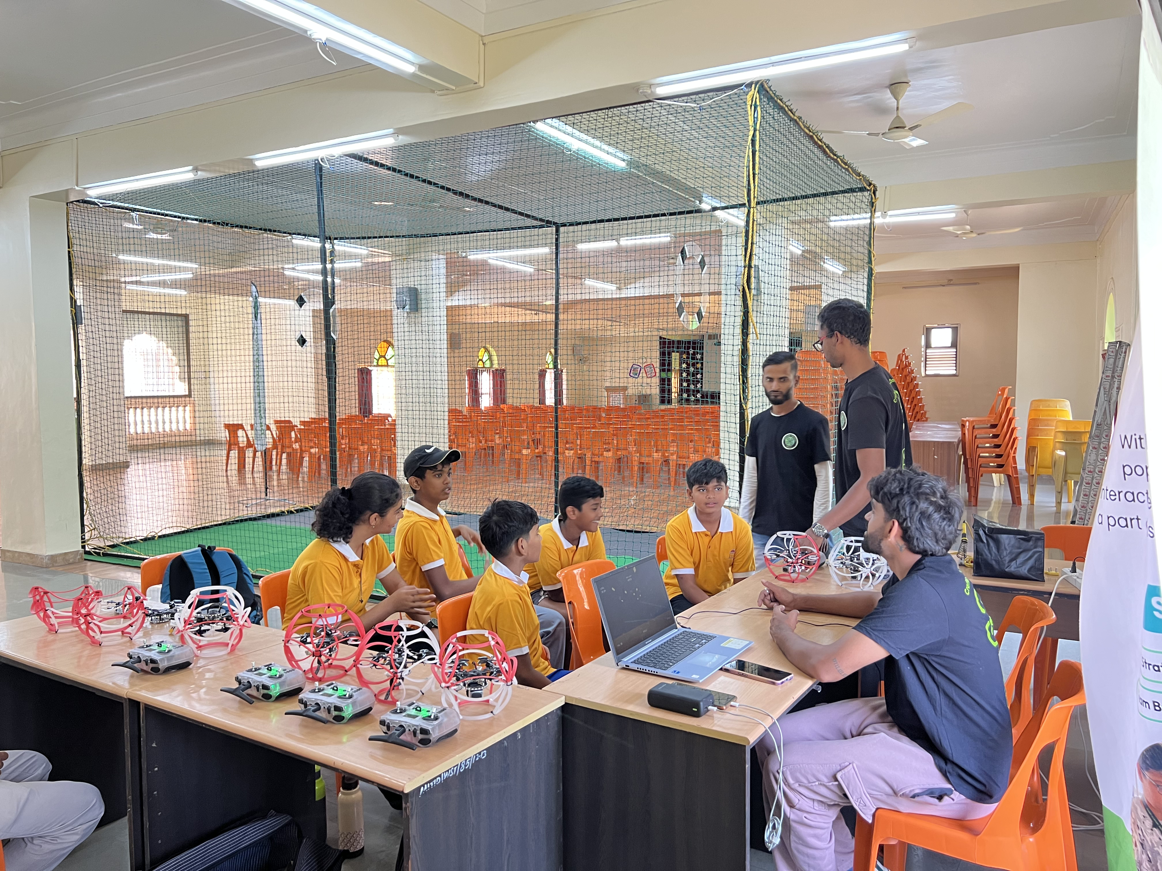 Workshop area with students working